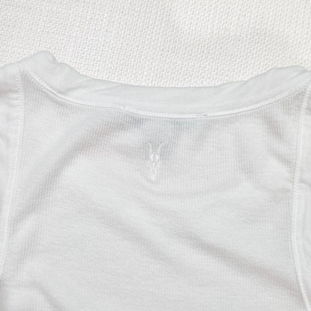 AllSaints Womens White Ribbed Tank Top Sleeveless Crew Neck XS AS424091W - Picture 7 of 8